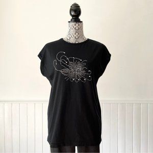 Chicos Zebra Print Tassel Tie Front Tunic Blouse Size L